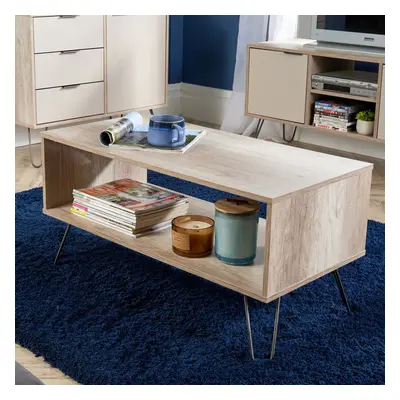 Coffee Table Open Under Storage Shelf Living Room Furniture Driftwood Effect