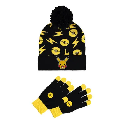 POKEMON 3D Pikachu Patch with All-over Print Beanie & Knitted Gloves Giftset - GS625363POK