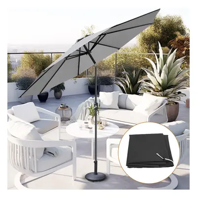 (Grey) 3M Garden Parasol Umbrella Patio Sun Shade Crank Tilt Canopy with Base Cover