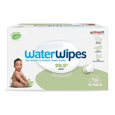 WaterWipes Plastic Free Textured Clean, Toddler & Baby Wipes, Count (12 Packs), 99.9% Water Base