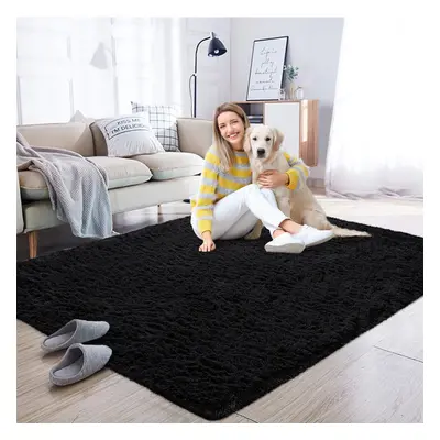 (Black, x cm) Non Slip Shaggy Rugs Carpet Runner Large Doormats