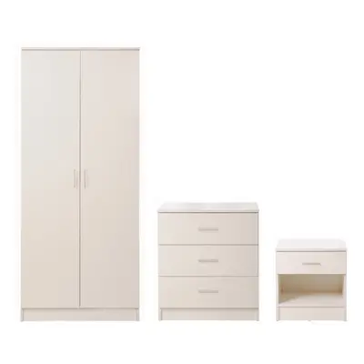 3 Piece Bedroom Furniture Set Wardrobe Chest Drawers Bedside Table White