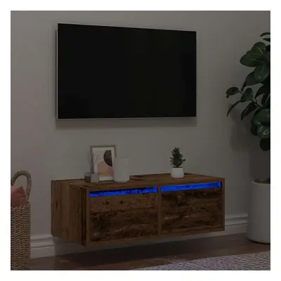 vidaXL TV Cabinet with LED Lights Old Wood 75x35.5x25 cm TV stand