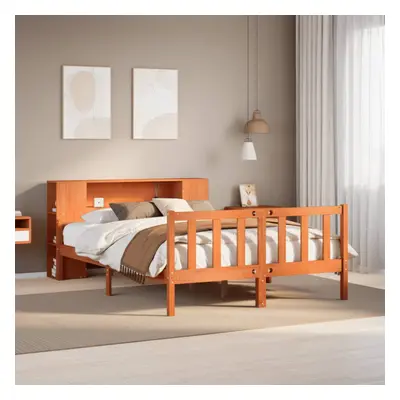 vidaXL Bookcase Bed without Mattress Wax Brown 150x200 cm King Size Solid Wood