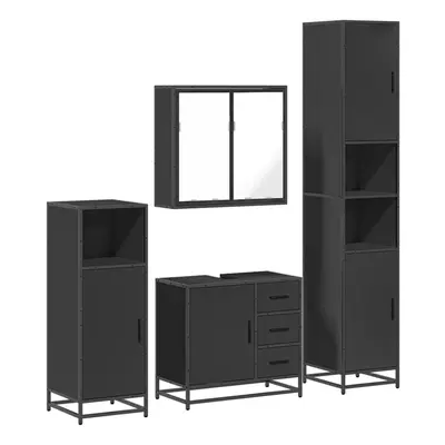 (black) vidaXL 4ÃÂ Piece Bathroom Furniture SetÃÂ Sonoma Oak Engineered Wood