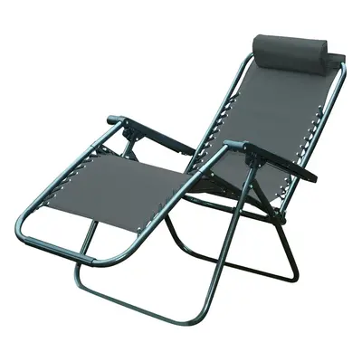 (Grey, 1) Garden Chair Sun Lounger Zero Gravity Folding Recliner Patio Furniture Textoline