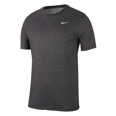 Nike Mens Dry Tee Drifit Cotton Crew Solid BlackHeatherMattelic Silver Medium