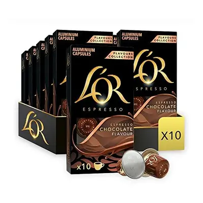 L'OR Espresso Chocolate Flavour Coffee Pods X10 (Pack of 10, Total Capsules)