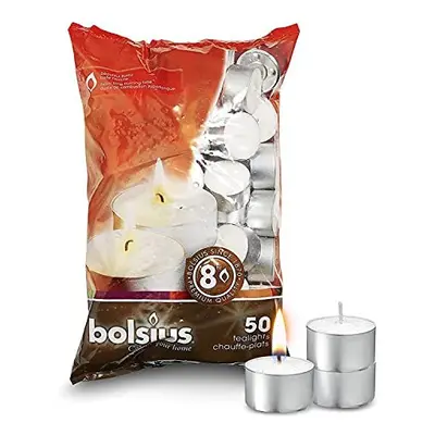 Bolsius Hour Burning Tealights, Pack of 50, White, 7x18x32 cm