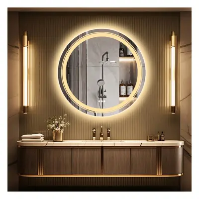 24 inch Round Backlit Led Wall Bathroom Mirror Anti-Fog Demister