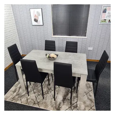 Grey Dining Table and Chairs Stone Grey Effect Kitchen Dining Set