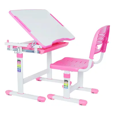 VIVO Pink Height Adjustable Children's Desk and Chair Set | Kids Interactive Workstation