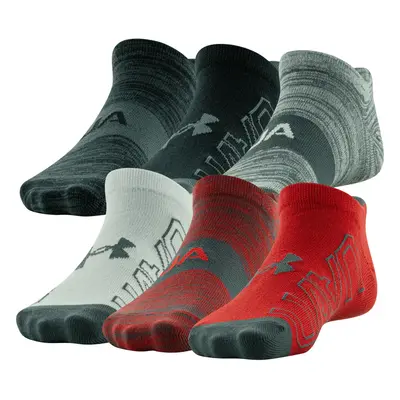 Under Armour Youth Essential Lite No Show Socks 6-Pairs Red Assorted