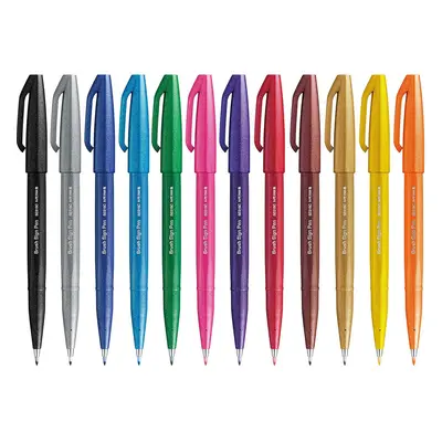 Pentel SES15C Brush Sign Pen Flexible Fiber Tip Marker Colors Ass.ti