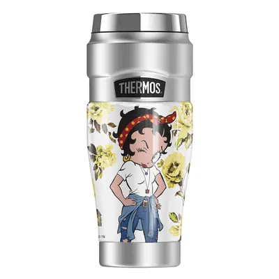 THERMOS Betty Boop Yellow Flowers STAINLESS KING Stainless Steel Travel Tumbler Vacuum insulated