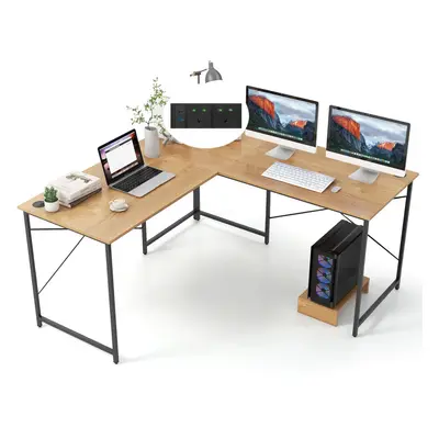 Reversible L-Shaped Desk cm Corner Computer Desk-Natural