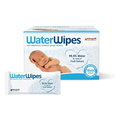 (60 Count (Pack of 18)) WaterWipes Baby Wipes