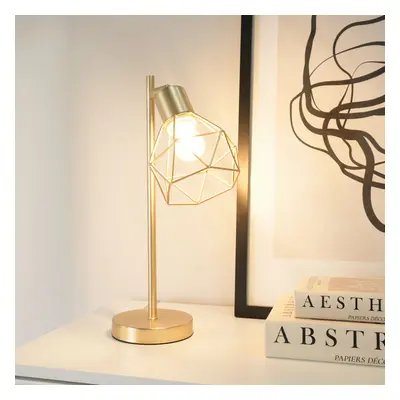 ValueLights Angus Gold Metal Geometric Shade Table Lamp with LED Bulb