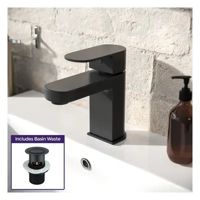 Kevon Mono Basin Mixer Tap & Waste Matte Black