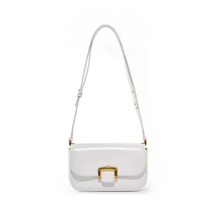 (White) Burminsa Cowhide Genuine Leather Small Shoulder Crossbody Bags For Women Trend Designer 