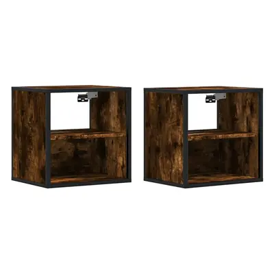 (smoked oak, pcs) vidaXL Wall-mounted Bedside Cabinet Black 40x31x39.5 cm cabinet bedside table