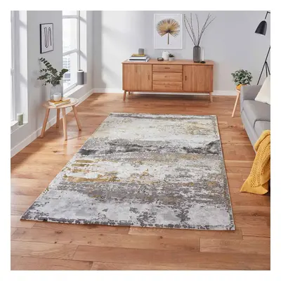 (Grey/Ochre, x cm) Distressed Faded Rugs Modern Scratch pattern Small Large Bedroom Living room 