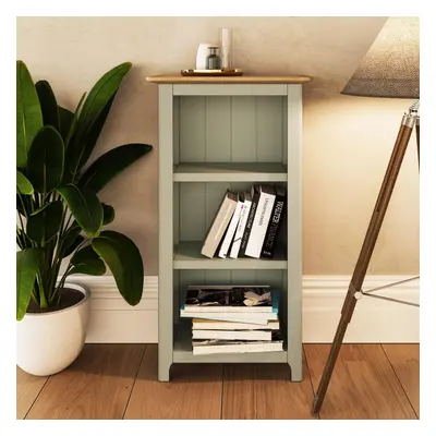 3 Tier Oak Bookcase Assembled Display Unit Sage Green Oak Veneer Storage Rack