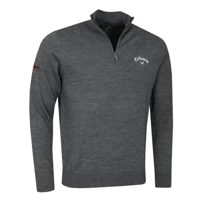 (XXL, Steel Heather) Callaway Golf Mens 1/4 Zip Blended Merino Mix Odyssey Thermal Sweater