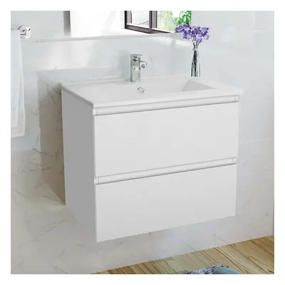 (White) Aica 500mm Wall Hung Vanity Units and Sink Basin