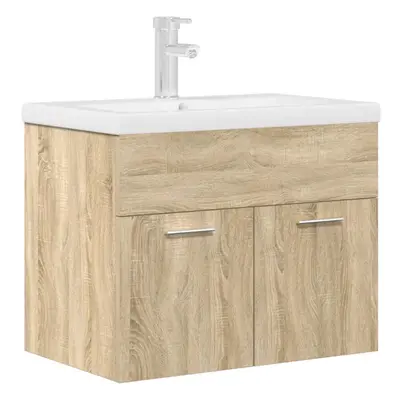 (sonoma oak, x 38.5 x cm) vidaXL Bathroom Sink Cabinet with Built-in Basin Sink Cupboard Concret