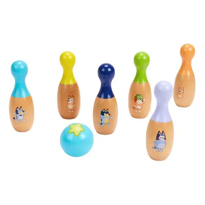 BLUEY - Wooden Bowling Skittles Set Indoor & Outdoor Bowling Play