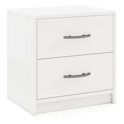 2-Drawer Nightstand Modern Bedside Table Accent Sofa Side Table-White