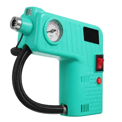 (Green) 12V Electric Air Compressor Pump Portable Ball Automotive Inflator For Motorcycle Car