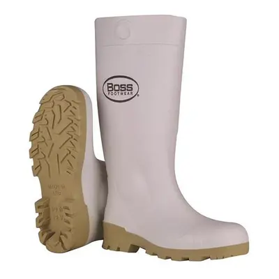 Boss 16 in. Waterproof Unisex PVC Plain Boots, White - Size US - Pack of