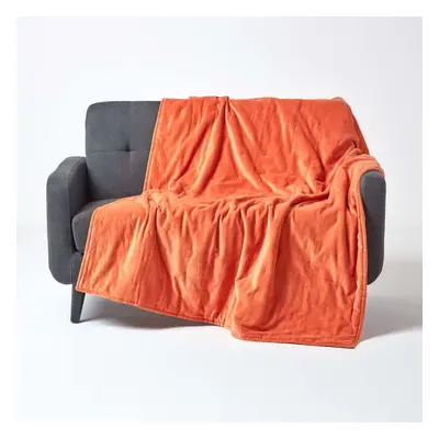 (Burnt Orange, x cm) Velvet Quilted Throw