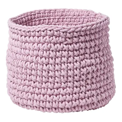 (Pastel Pink) Cotton Knitted Round Storage Basket, x cm