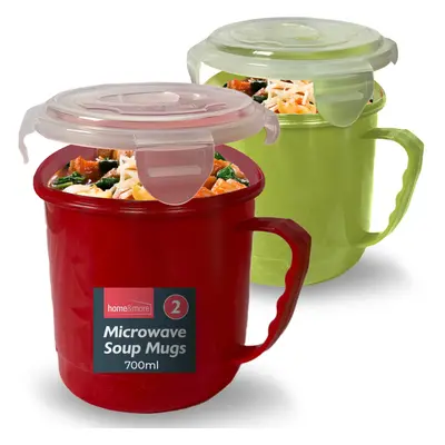 2pk Microwavable Soup Mugs | 700ml Microwave Containers