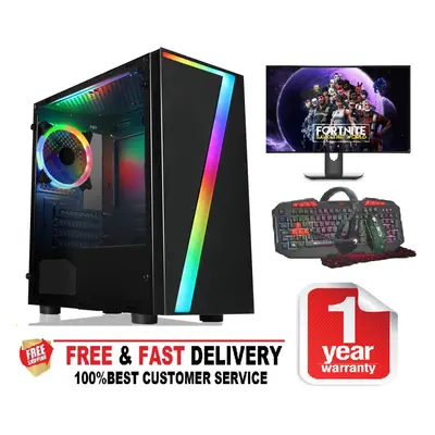 Fast Gaming PC Bundle Core i5 16GB RAM 128GB SSD+1TB GTX1650 4GB 22"Monitor