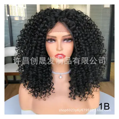 (1B) Former Lace Wigs Female Black Short Curly Kinky Curly Wigs African Wiggle Set European And 