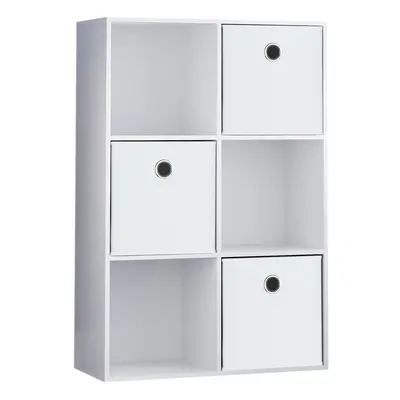 (White, White) Durham Cube Shelf Drawer Bookcase with Baskets