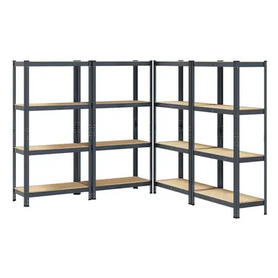 vidaXL 4-Layer Storage Shelves pcs Anthracite Steel&Engineered Wood