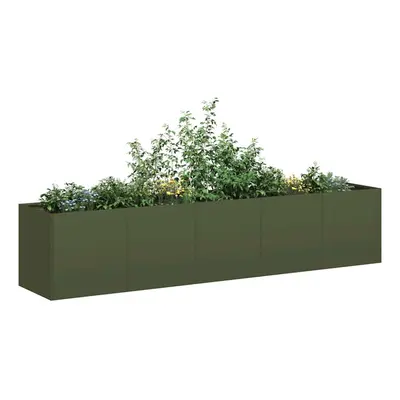 vidaXL Planter Olive Green 200x40x40 cm Cold-rolled Steel plant pot