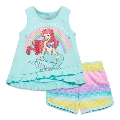 Disney Little Mermaid Little Girls Ariel Tank Top & French Terry Short