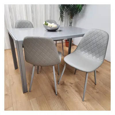 Glass Dining table and grey leather chairs Grey Glass Table And Chairs kitchen dining room furni