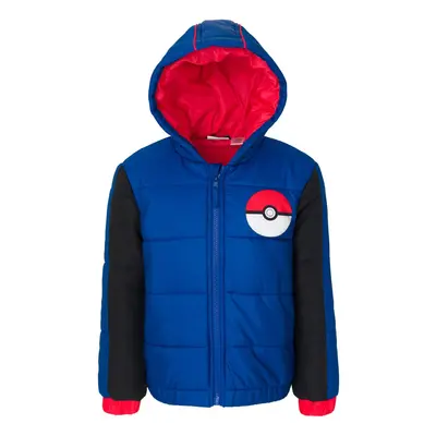 Pokemon Big Boys Zip Up Winter Coat Puffer Jacket Blue