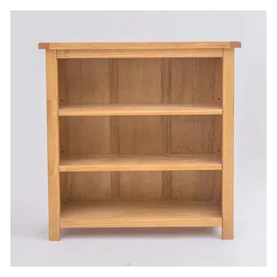 Low Bookcase Dark Oak Living Room Furniture Office Adjustable Shelves Wood Unit