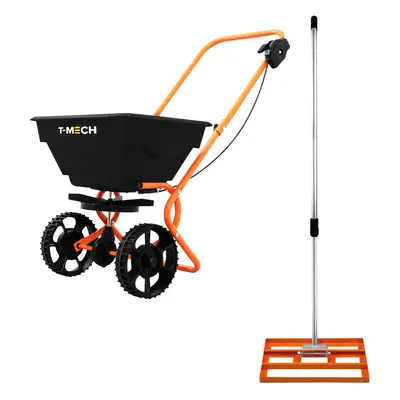 (Rotary Spreader Gritter Fertiliser & Lawn Leveller 50cm Levelling Rake Orange) Rotary Spreader,