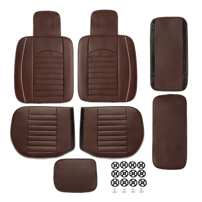 (Coffee) Comfortable Car SUV Seat Cushion Cover Pad Mat Protector Breathable PU Leather