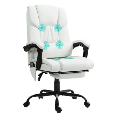 Vinsetto PU Massage Office Chair Height Adjustable Computer Chair White