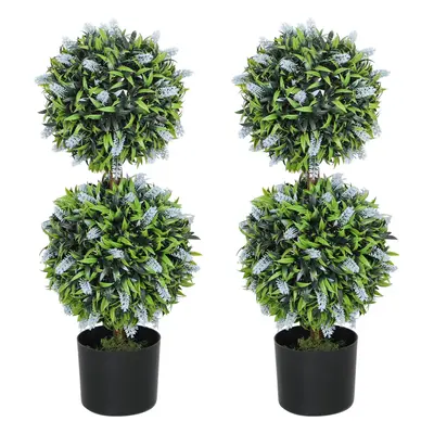 HOMCOM Set of Potted Artificial Plants with Lavender Flowers, Blue